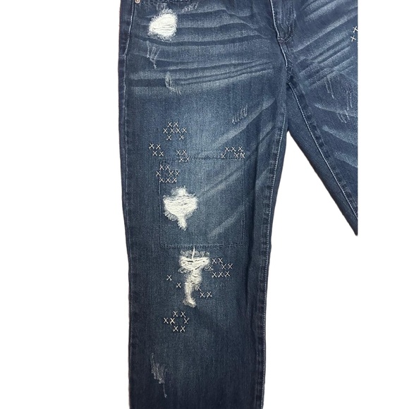 Rewash Jeans Womens Size 29 Dark Blue Distressed Ripped Patchwork Vintage Boho - Picture 4 of 8